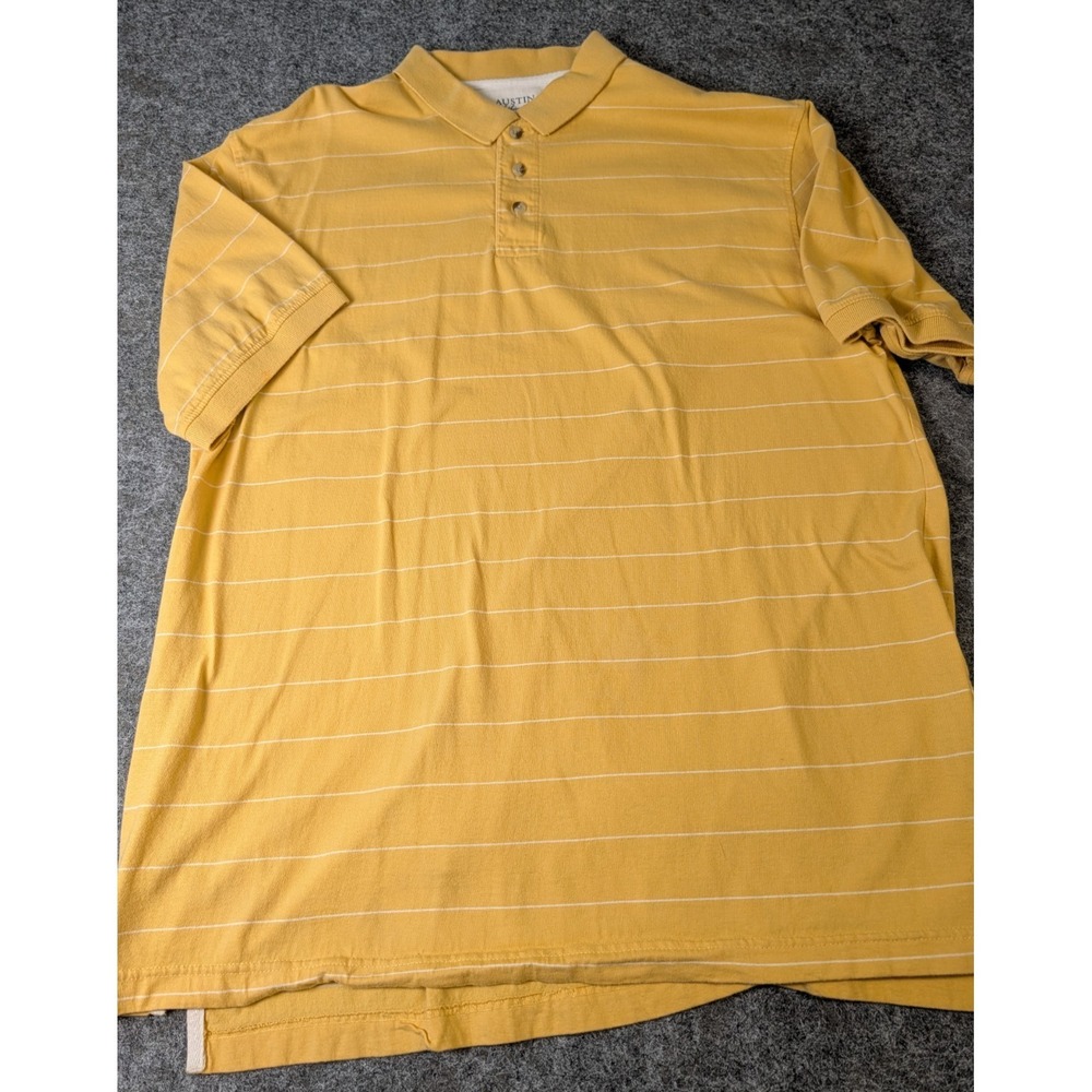 Austin Clothing Co Superior Performance Polo Shirt Men's XL Yellow StripedCotton
